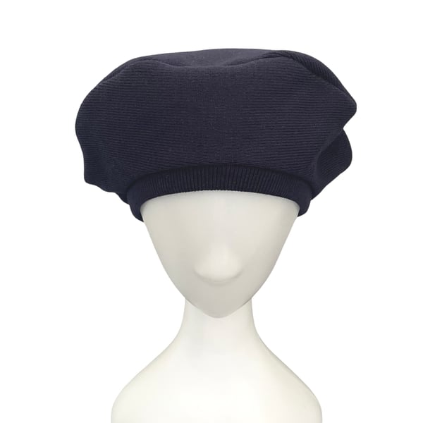 Navy Blue French Beret Comfortable Warm Wool Hat Chic Fashion Winter Headwear 