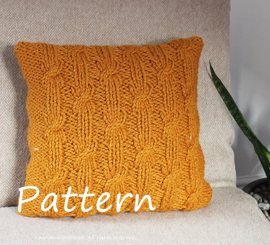 Knitting PATTERN, Butterscothc pillow cover