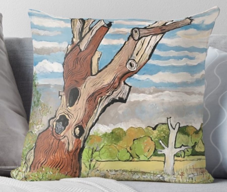 Throw Cushion Featuring The Painting ‘The Deadwood Tree’