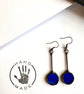 Royal blue stained glass circular statement dangle earrings, Mother's Day gift - Image 6