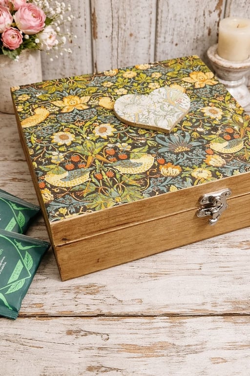 Wooden Tea Chest Keepsake Box William Morris