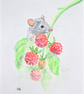 Cute Field Mouse and Raspberries art, original painting - Image 8