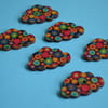 Wooden Cloud Buttons Multi Coloured Black Orange Blue Red 6pk 30x20mm (CD4)