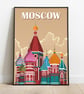 Moscow retro travel poster, Moscow city print, Russia travel poster - Image 2