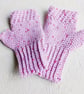 Non Wool Fingerless Gloves in a Pinky Lilac Flecked Yarn, Acrylic Handwarmers - Image 2