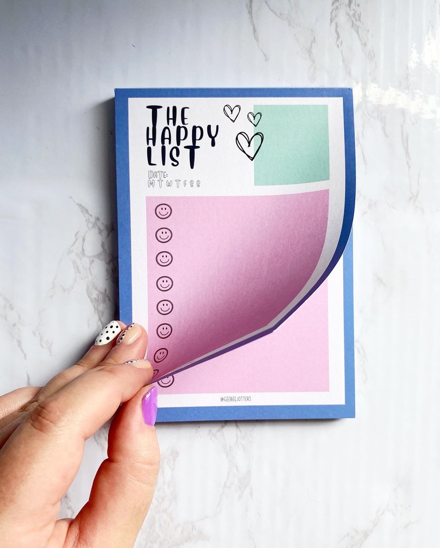 The Happy List A6 Daily Gratitude List Notepad 
