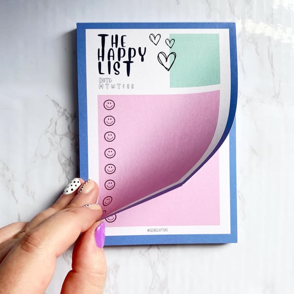 The Happy List A6 Daily Gratitude List Notepad 