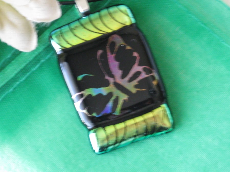 Unique Fused Dichroic Glass Pendant Necklace