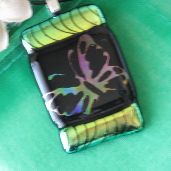 Unique Fused Dichroic Glass Pendant Necklace