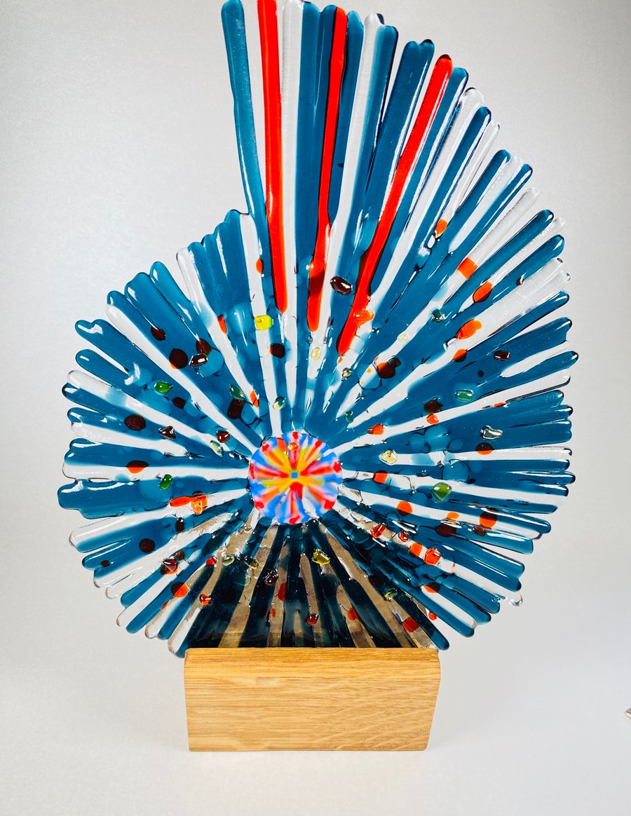 Ammonite- fused glass art sculpture (Sale)