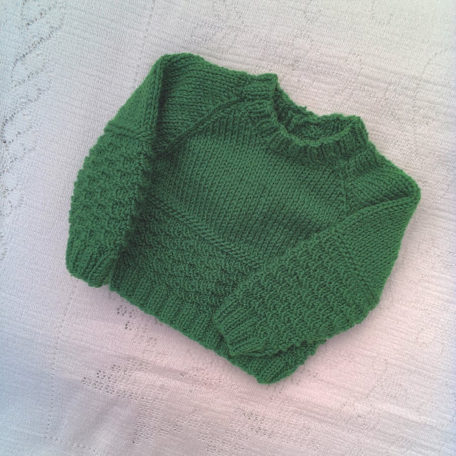 Green Textured Baby's Jumper, Baby Shower Gift, New Baby Gift, Custom Make