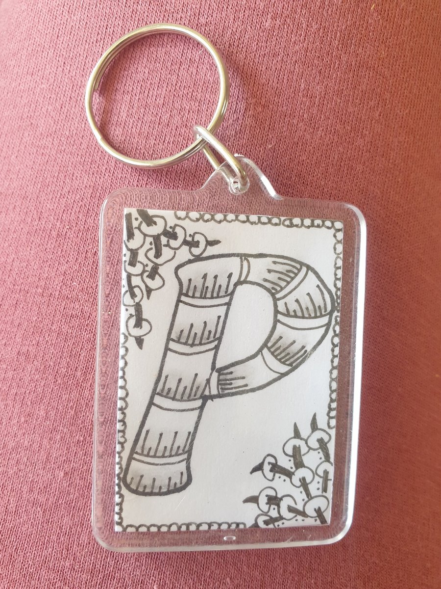 Hand drawn initial "P" keyring.