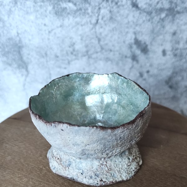 Handmade Coastal Ceramic Bowl, Mother of Pearl Glaze, Ceramic Beach Decor