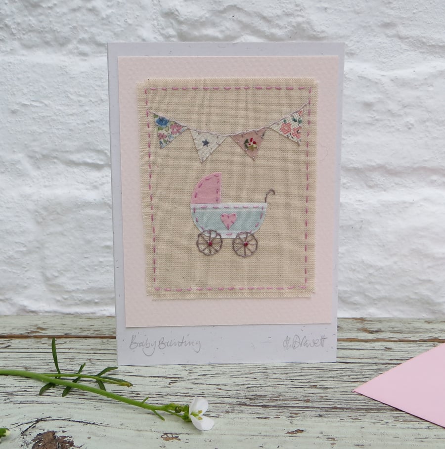 Baby Bunting hand-stitched card