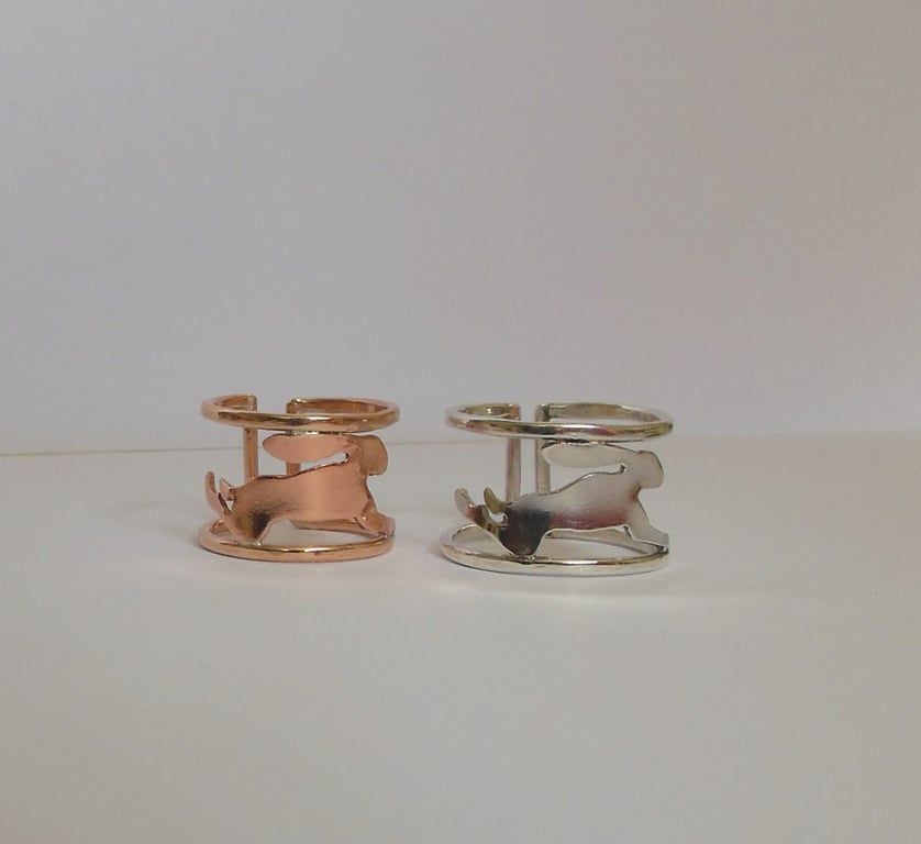 Leaping Hare ring in  Copper