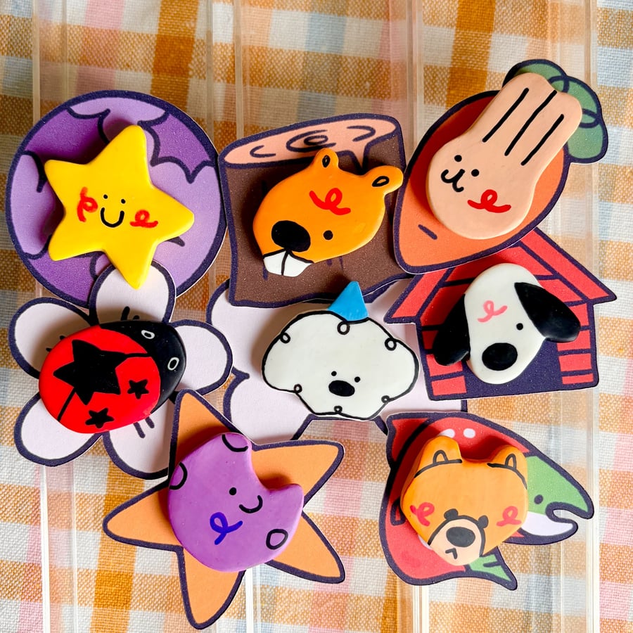 Polymer Clay Art Pins