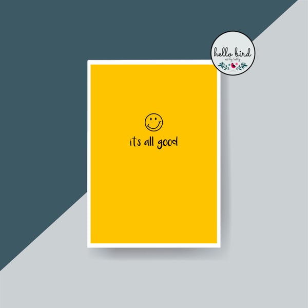 Happy Face Postcard - It's all good - Postcard Art