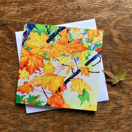 Autumn Leaves Greeting Card from Original Oil Painting