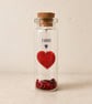 Pesonalised 2nd Cotton Anniversary Red Heart Message Bottle Keepsake