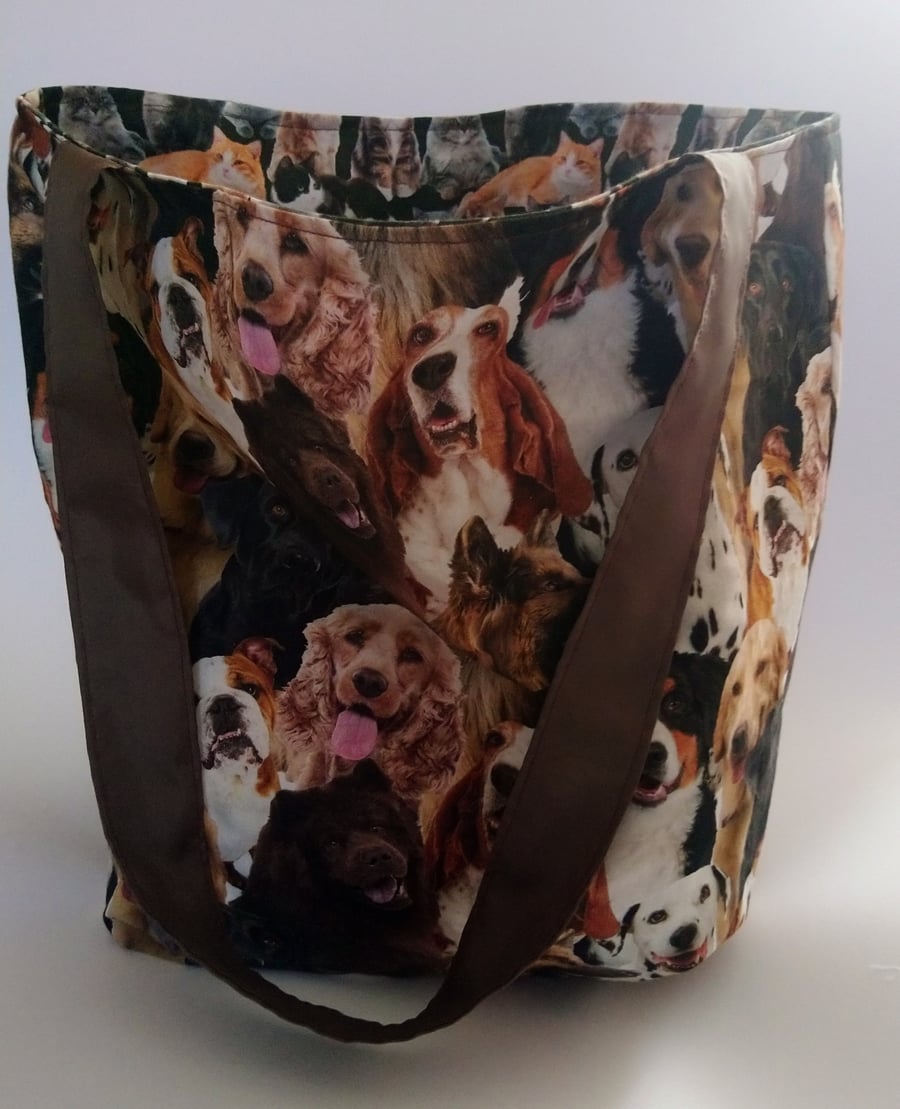 Reversible Cat and Dog Design Tote Bag