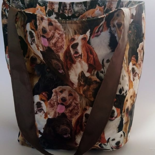 Reversible Cat and Dog Design Tote Bag