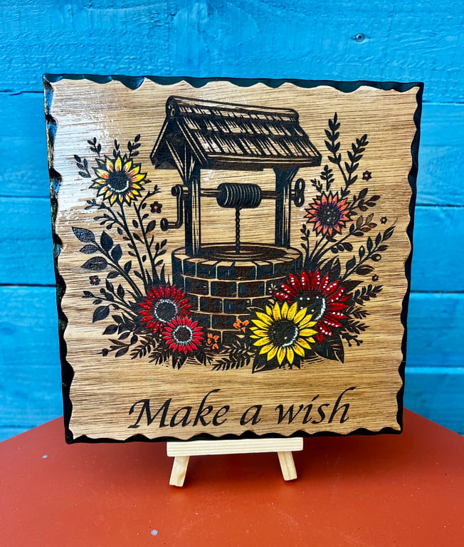 Personalised Wishing Well Wooden Plaque – Bespoke Rustic Sign – Good Luck Gift