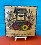 Bespoke wooden plaque. Wishing well