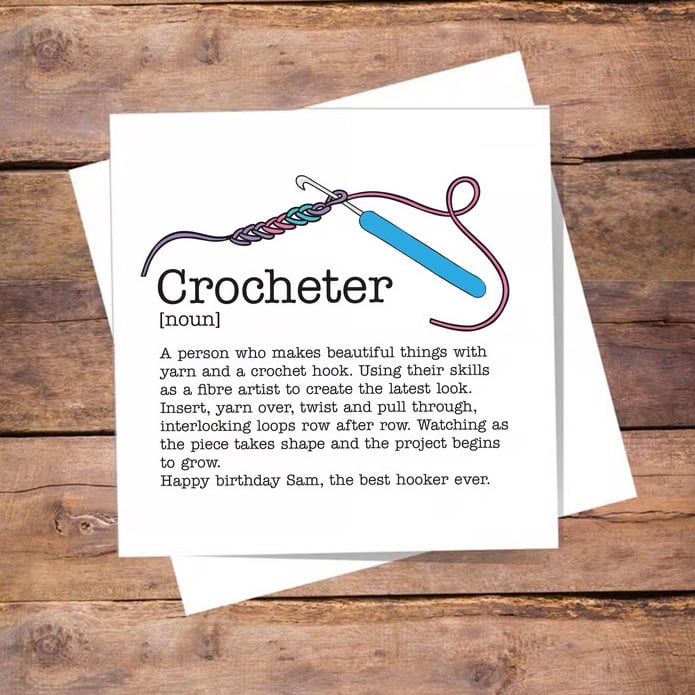 Crocheter Definition Personalised Card - Yarn Artist, Hooker, Crafter