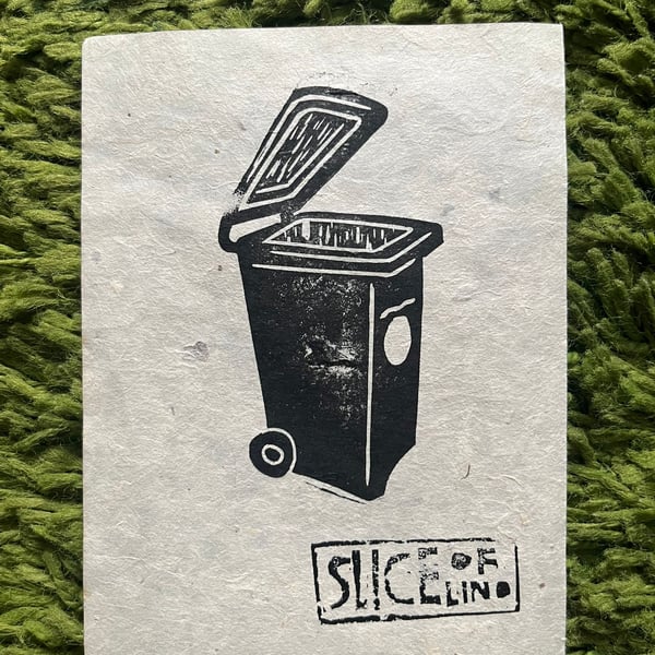 Wheelie Bin Lino Print