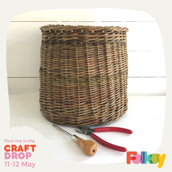 Willow Waste Paper Basket - Storage Basket - Handmade in Cornwall - 677
