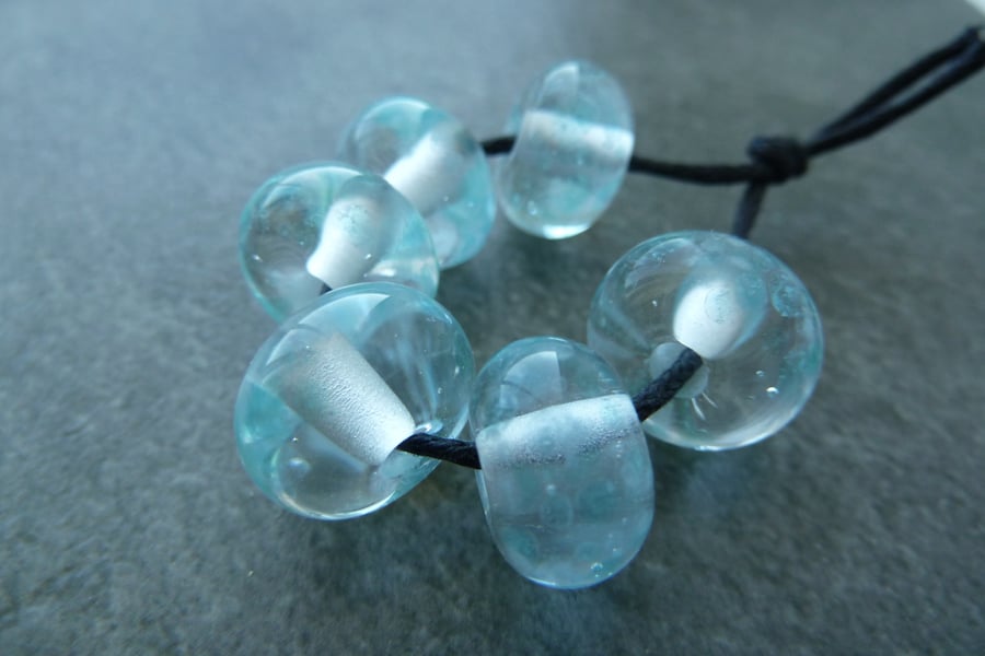 blue frit lampwork glass beads