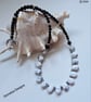 Howlite,  Black Onyx & Black Agate Silver Plated Necklace - Image 2