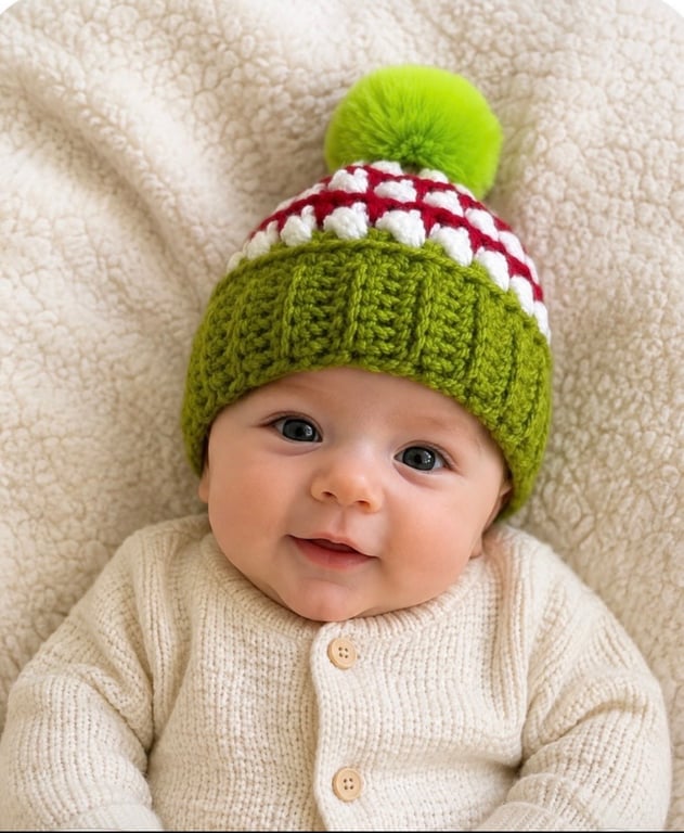 Hand Crocheted Baby Christmas Beanie
