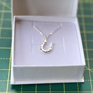 Lucky horseshoe silver necklace. The perfect gift for a bride or horse lover