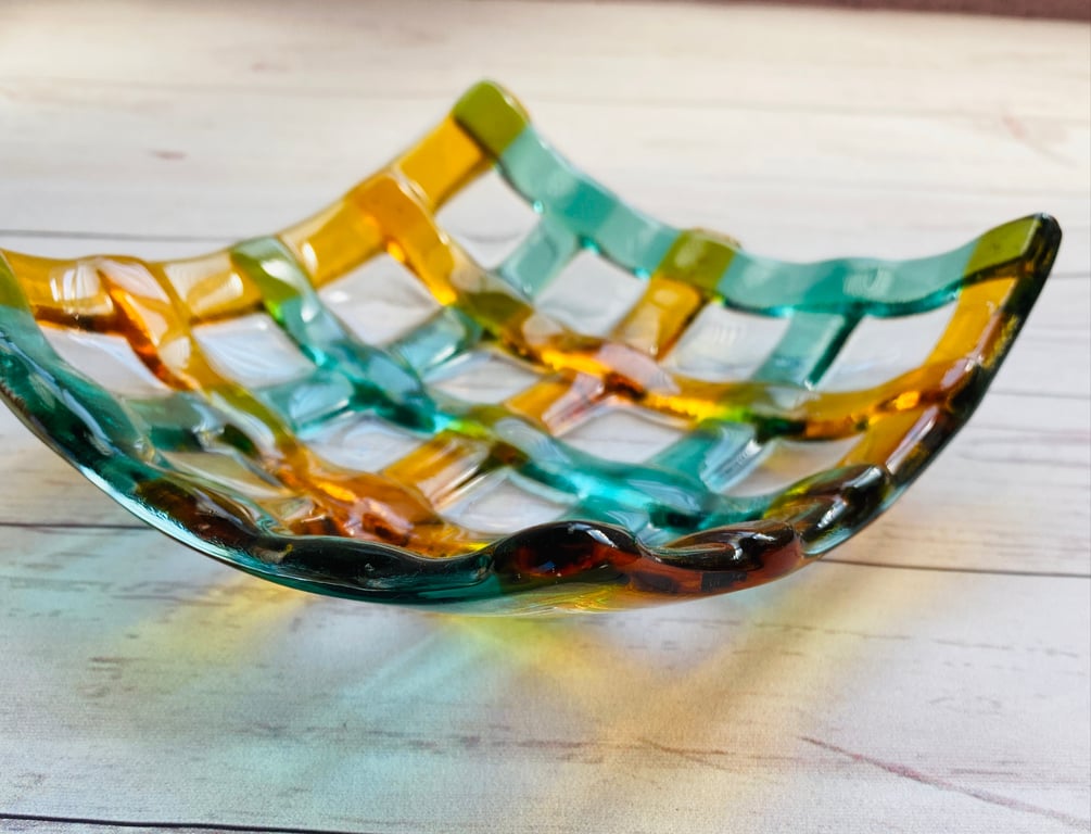  Unique Fused glass dish 