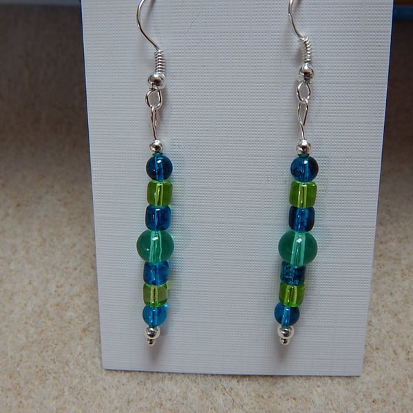 Earrings Dangle Silver Plated with glass beads