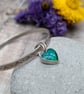 Sterling Silver Wave Bangle with Aurora Opal Heart Charm - JBJ10001 - Image 1