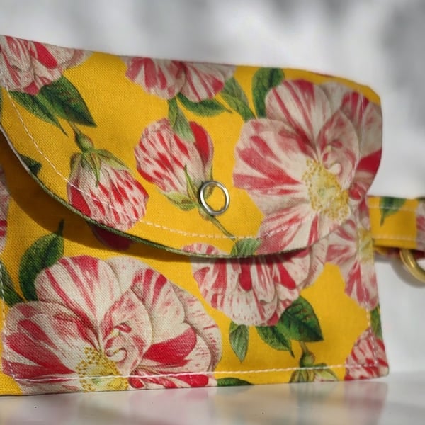 Card Holder Purse - RHS Edwardian flower design, fastener, and attachment clip