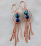 Handcrafted Copper Dangle Earrings with Lapis Lazuli & African Turquoise Jasper - Image 2