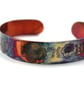 Etched Copper Cuff Bracelet - moongazing hare design - slim size - Image 1