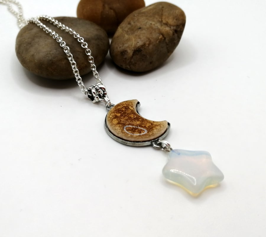 Moon and Star Necklace