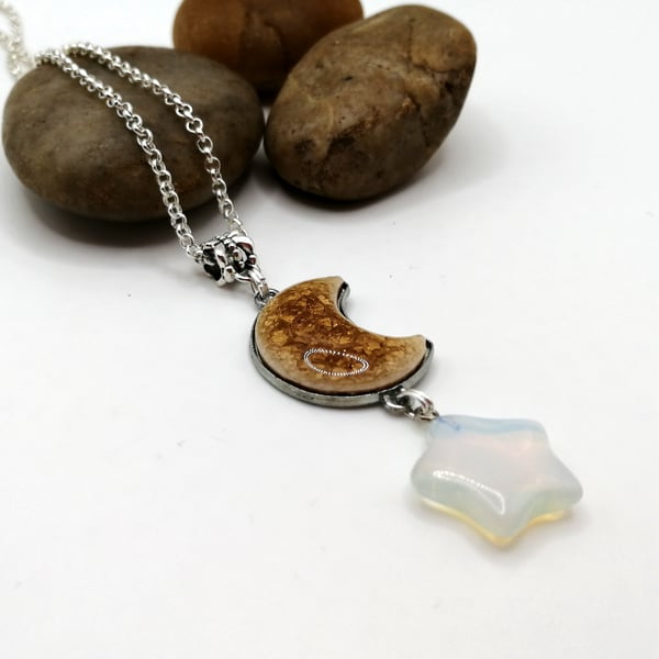 Moon and Star Necklace