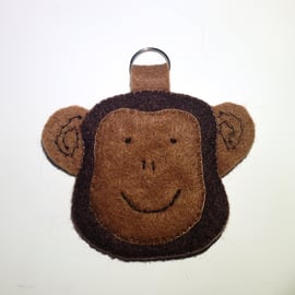 Cheeky Monkey Hand Stitched Felt Keyring - UK Free Post