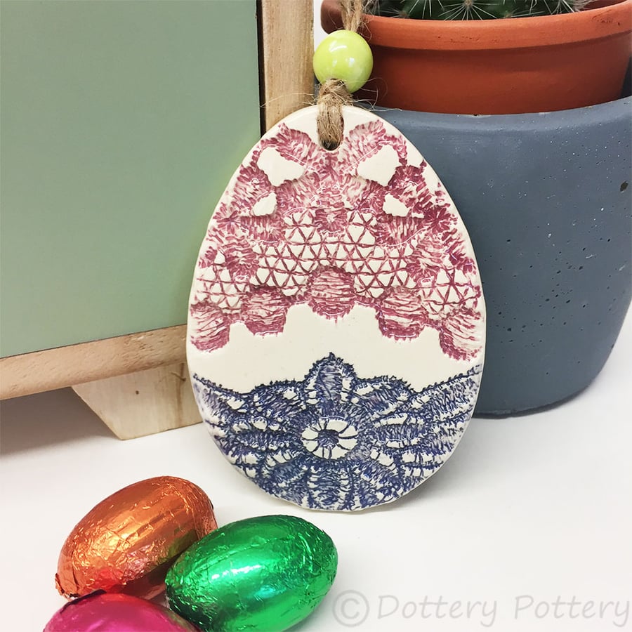 Pottery Easter Egg decoration Ceramic Easter Egg folk art bright pattern 