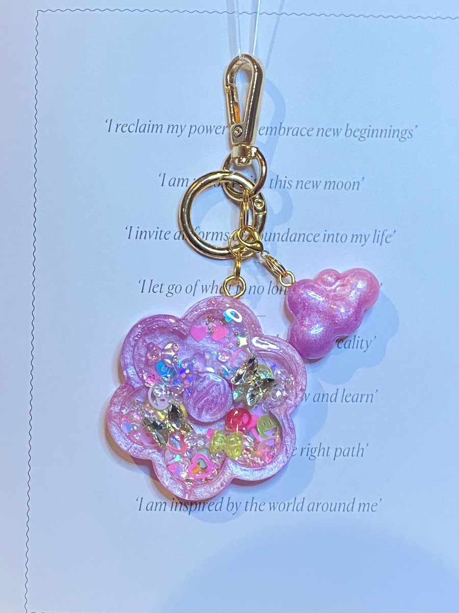 Handmade Shaker Keychain - 'Blooming Joy' with Detachable Cloud Pendant