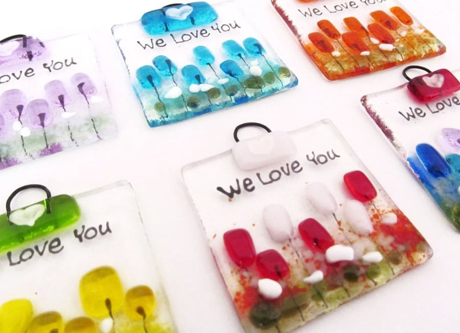 We Love You MINI Fused Glass Suncatcher (Choice of Colours)