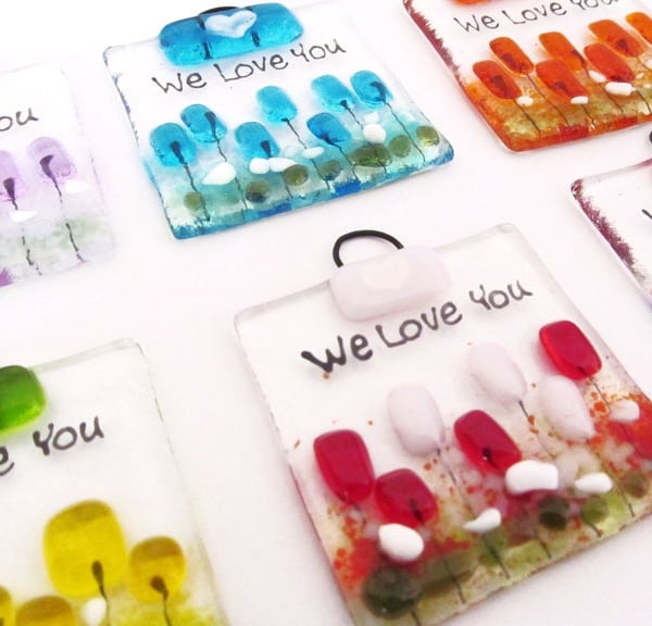 We Love You MINI Fused Glass Suncatcher (Choice of Colours)
