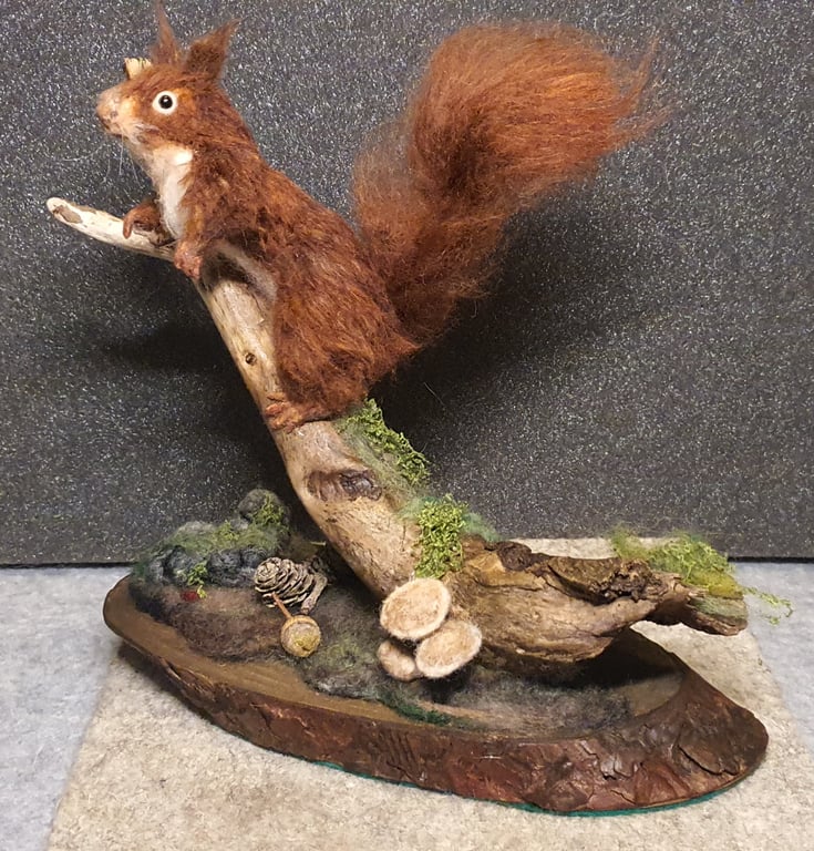 Red Squirrel Needlefelt sculpture hand crafted one of a kind