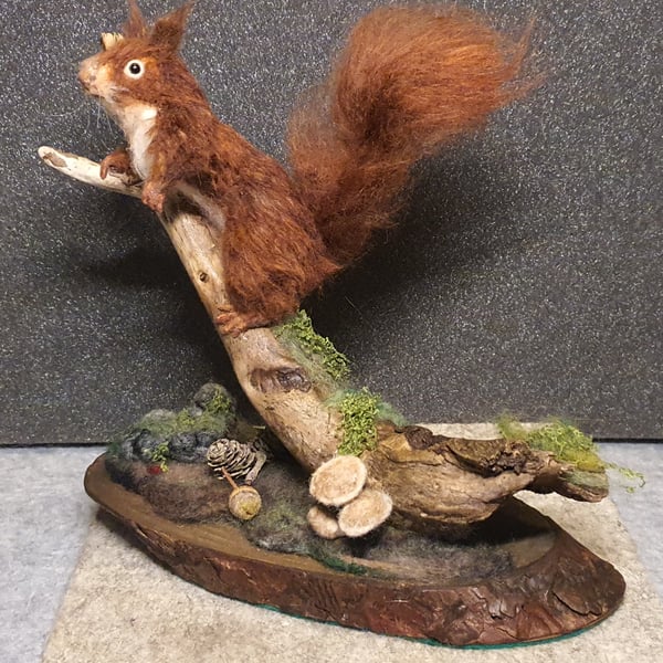 Red Squirrel Needlefelt sculpture hand crafted one of a kind