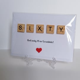 60th Birthday scrabble greetings card